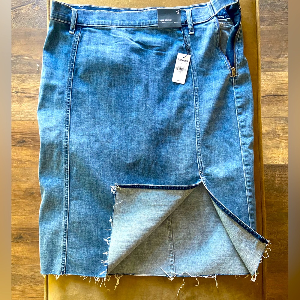 Express high rise denim skirt